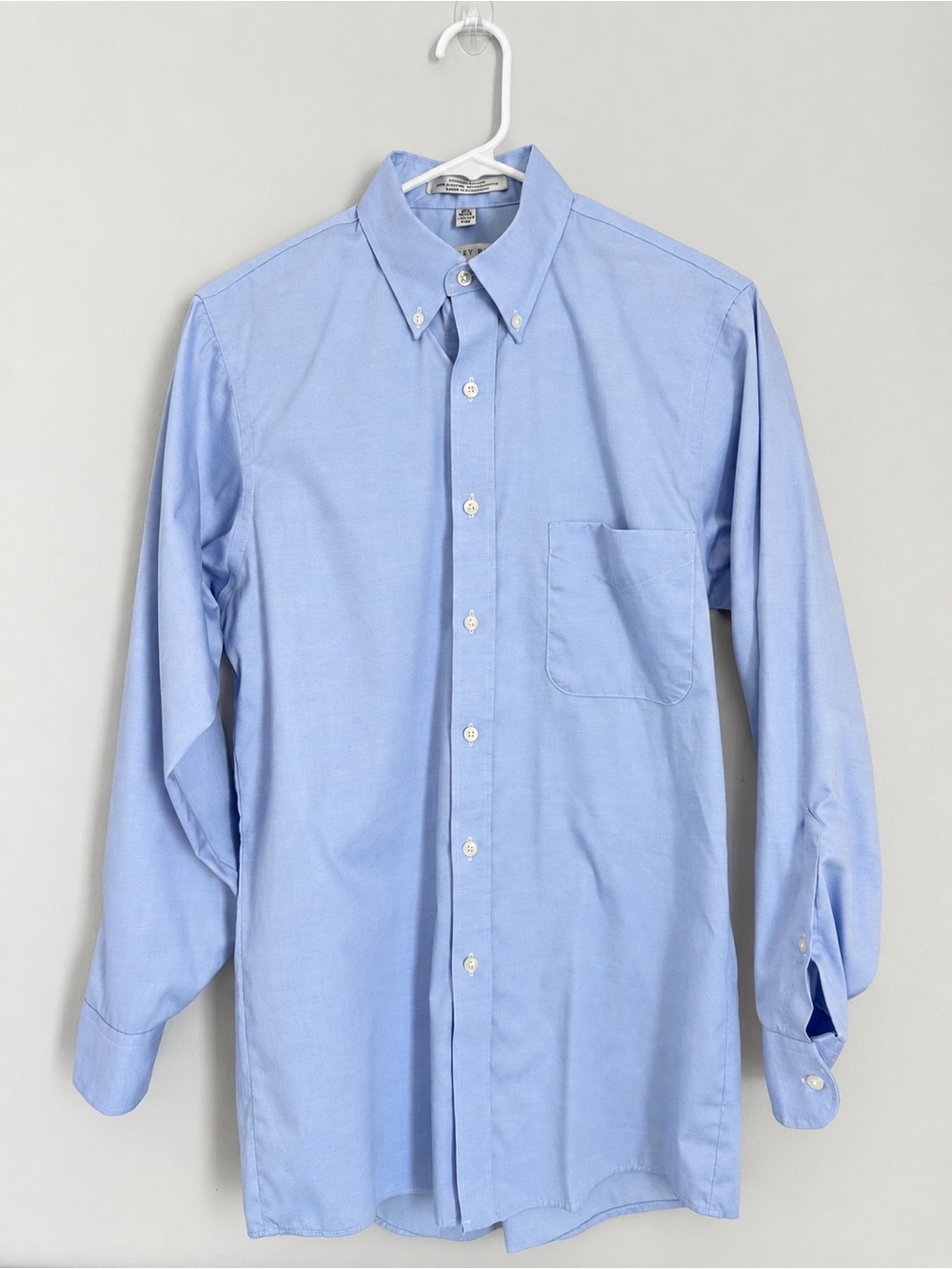 Geoffrey Beene Classic Blue Men's S Button-Down Oxford Work Dress Shirt Preppy